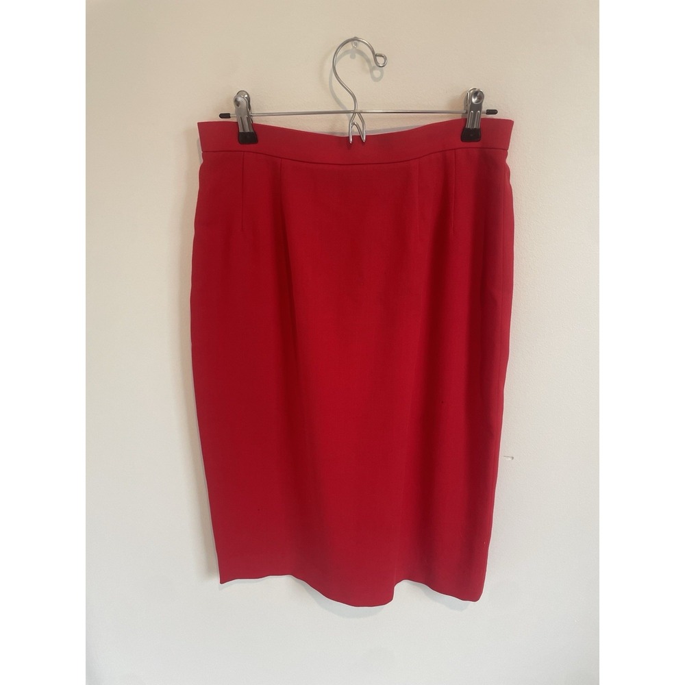 Vintage Carlisle Size 10 Red‎ Wool High Waisted Pencil Skirt 80s Career Holiday